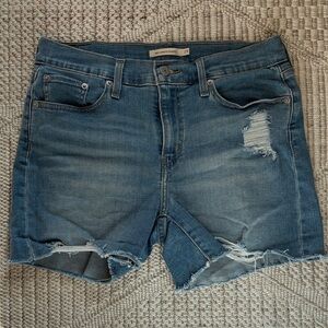 Levi's Blue Distressed Denim Jean Shorts
